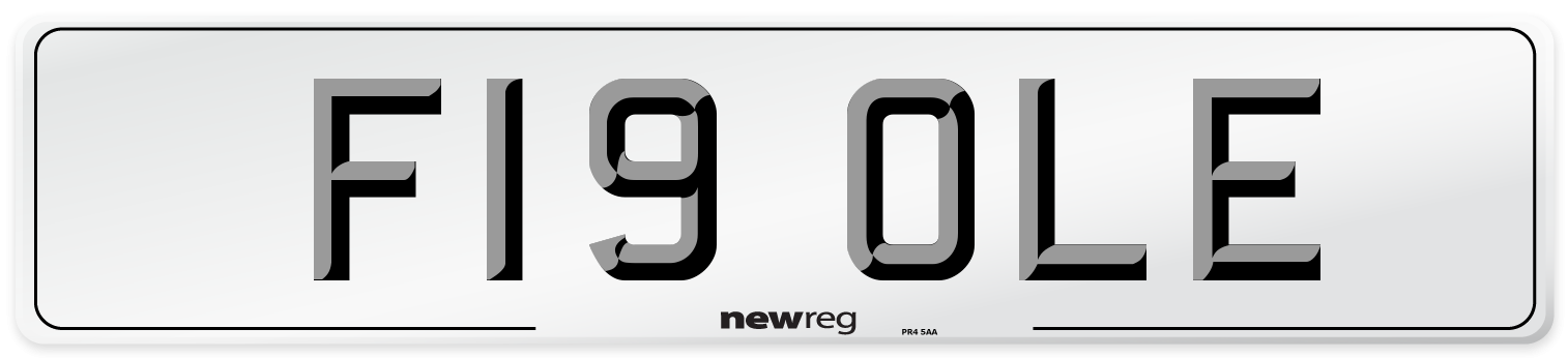 F19 OLE Number Plate from New Reg